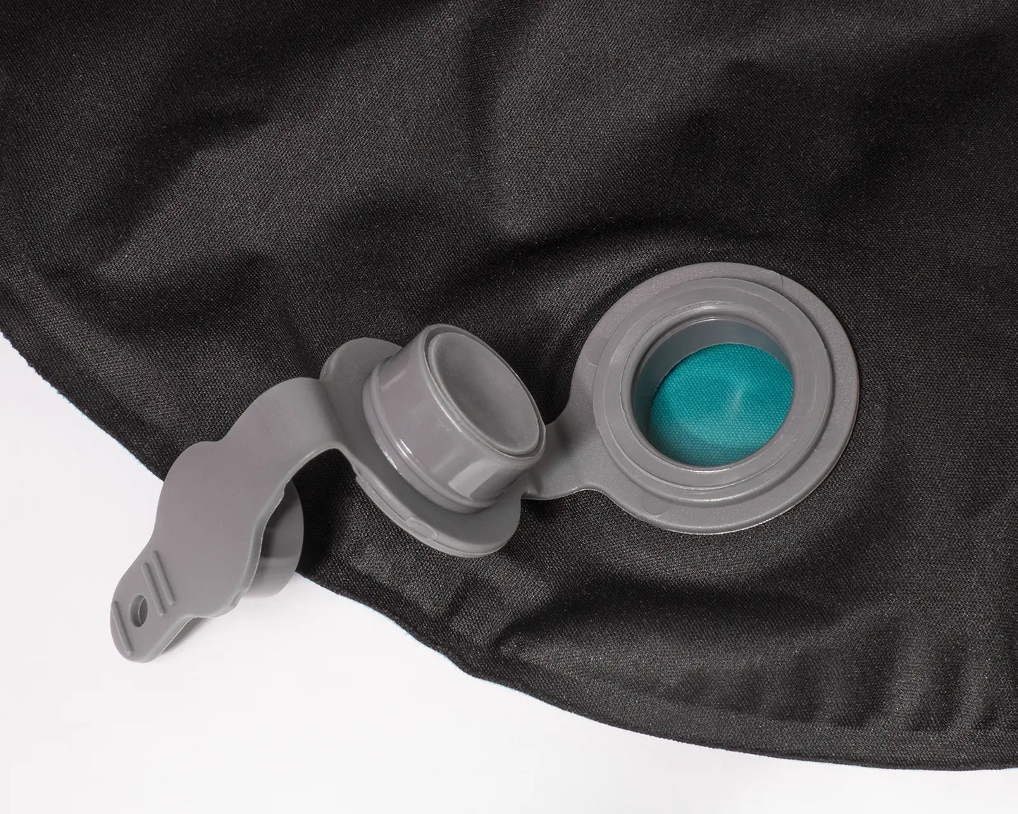 The Camp Pillow, two part valve deflation valve open.