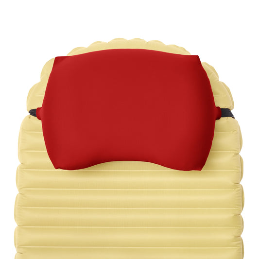 Pillow Strap Small in Red camping pillowcase, top-down view