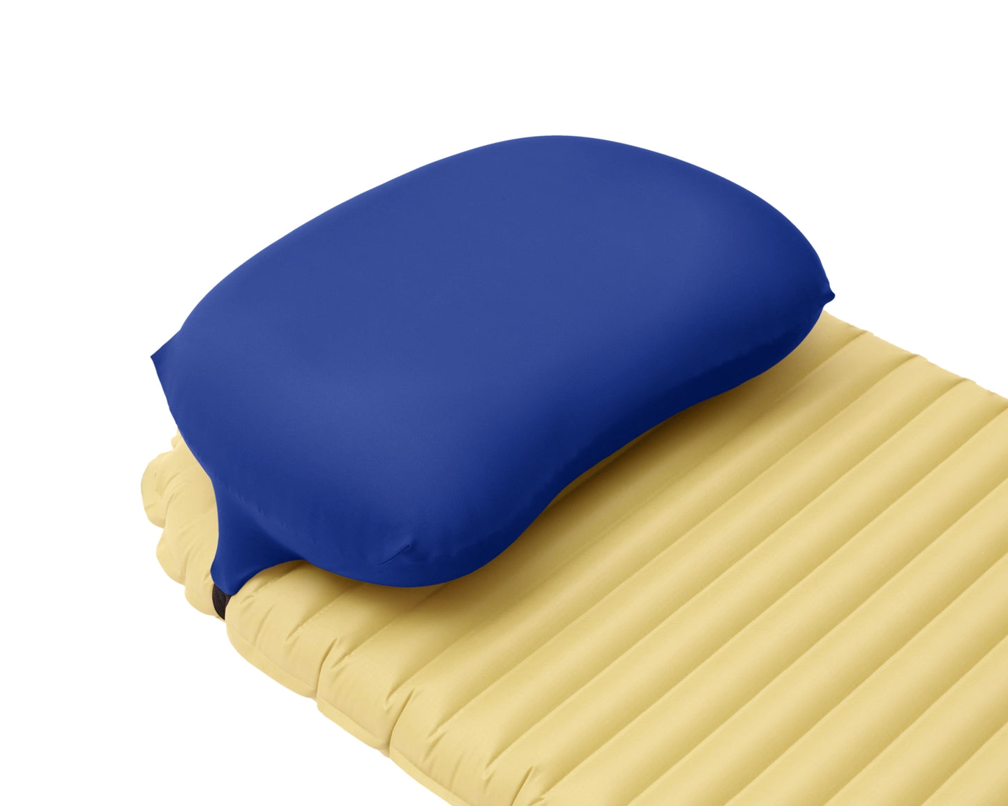 Pillow Strap medium in blue side view. Backpacking pillowcase for attaching to a sleeping pad for better sleep camping.