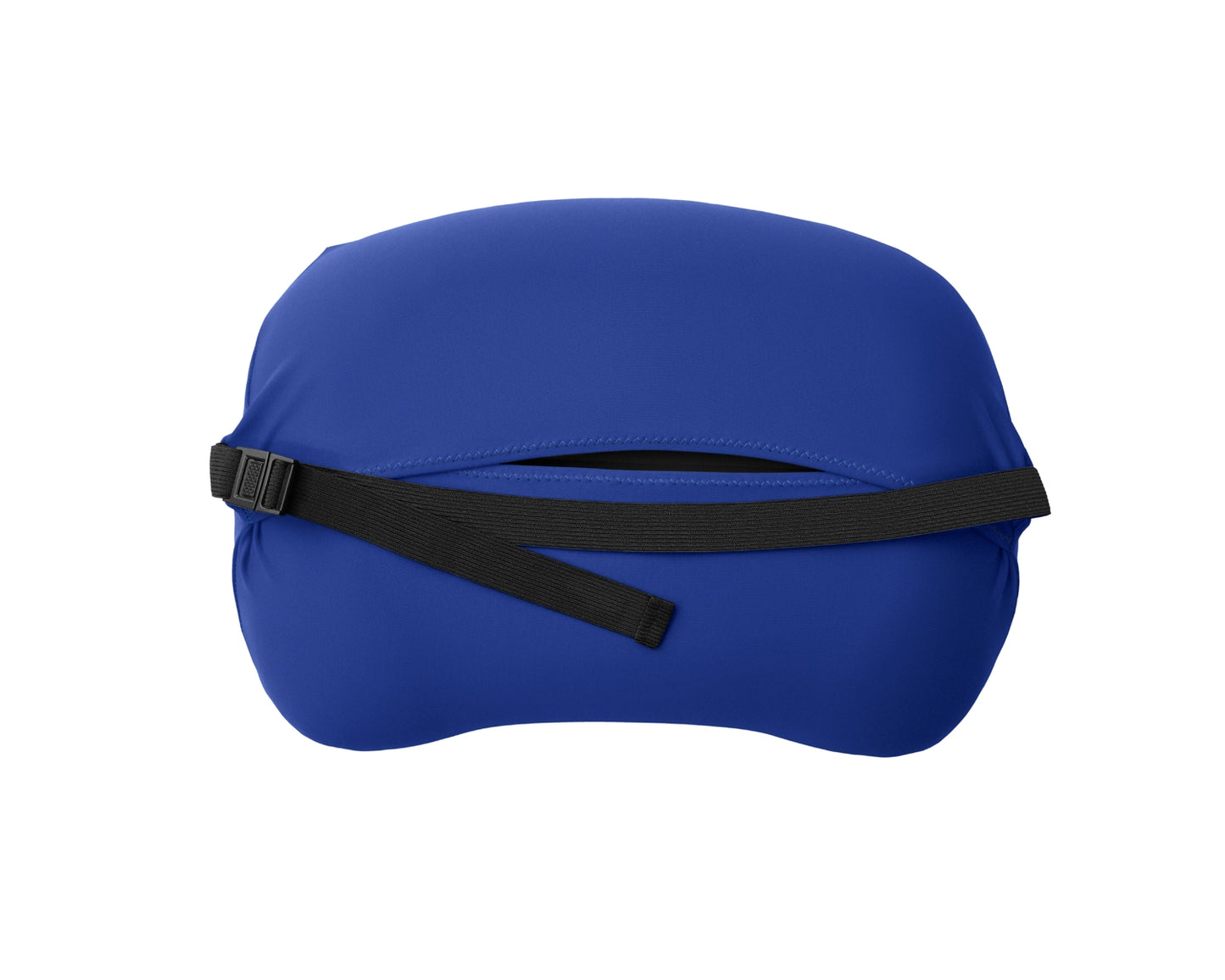 Trifold enclosure and strap of small in blue Pillow Strap to securely hold camp pillow to sleeping pad.
