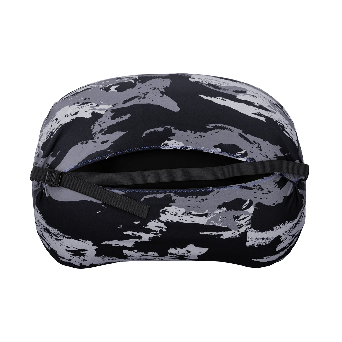 Trifold enclosure and strap of Medium in Night Shadows Pillow Strap to securely hold camp pillow to sleeping pad.