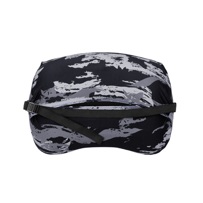 Trifold enclosure and strap of Small in Night Shadows Pillow Strap to securely hold camp pillow to sleeping pad.