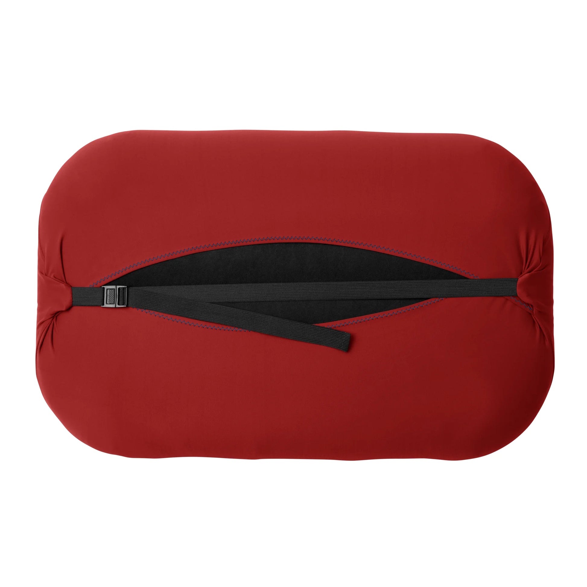 Trifold enclosure and strap of Large in Red Pillow Strap to securely hold camp pillow to sleeping pad.