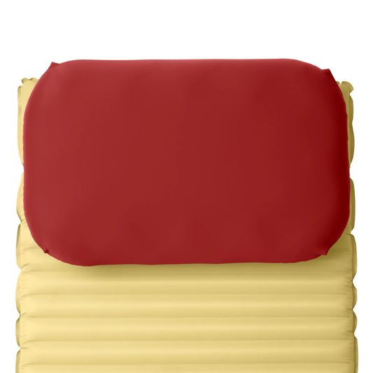Camping pillowcase for attaching to a sleeping pad. Pillow Strap Large in Red overhead view