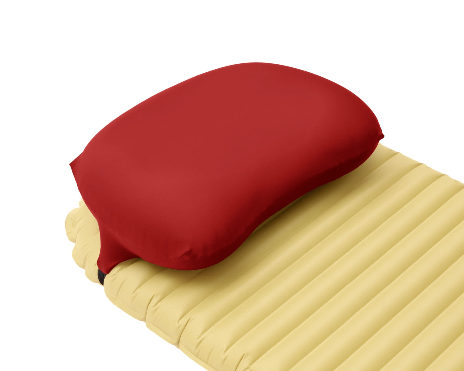 Pillow Strap medium in red side view. Backpacking pillowcase for attaching to a sleeping pad for better sleep camping.